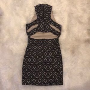 Short black and cream textured dress.